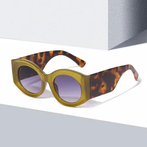JNPCXI Fashion Oversized Oval Women Sunglasses Retro Jelly Color Orange Leopard Shades UV400 Men Gradient Sun Glasses - Image 2