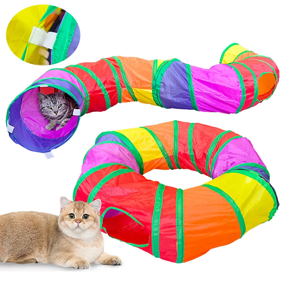 Arcobaleno Pieghevole Cat Tunnel Round Kitten Rabbit Play Tubes Puppy Channel Tubes Toys Pet Cat Interactive Combinable Tunnel