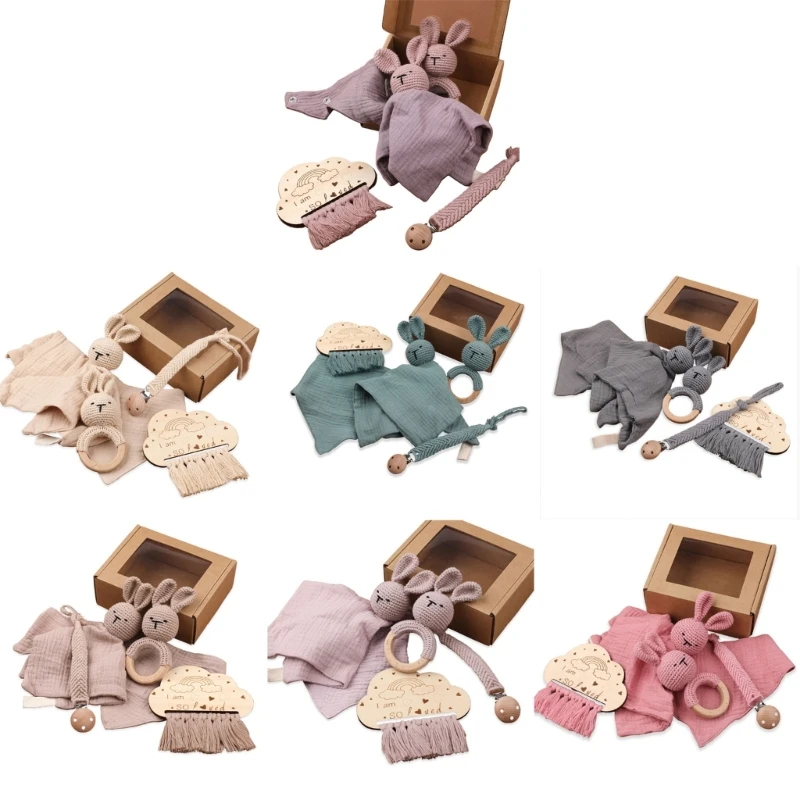 

N80C 5Pcs Burping Cloth and Teeth Massaging Teether for Shower Birthday Party