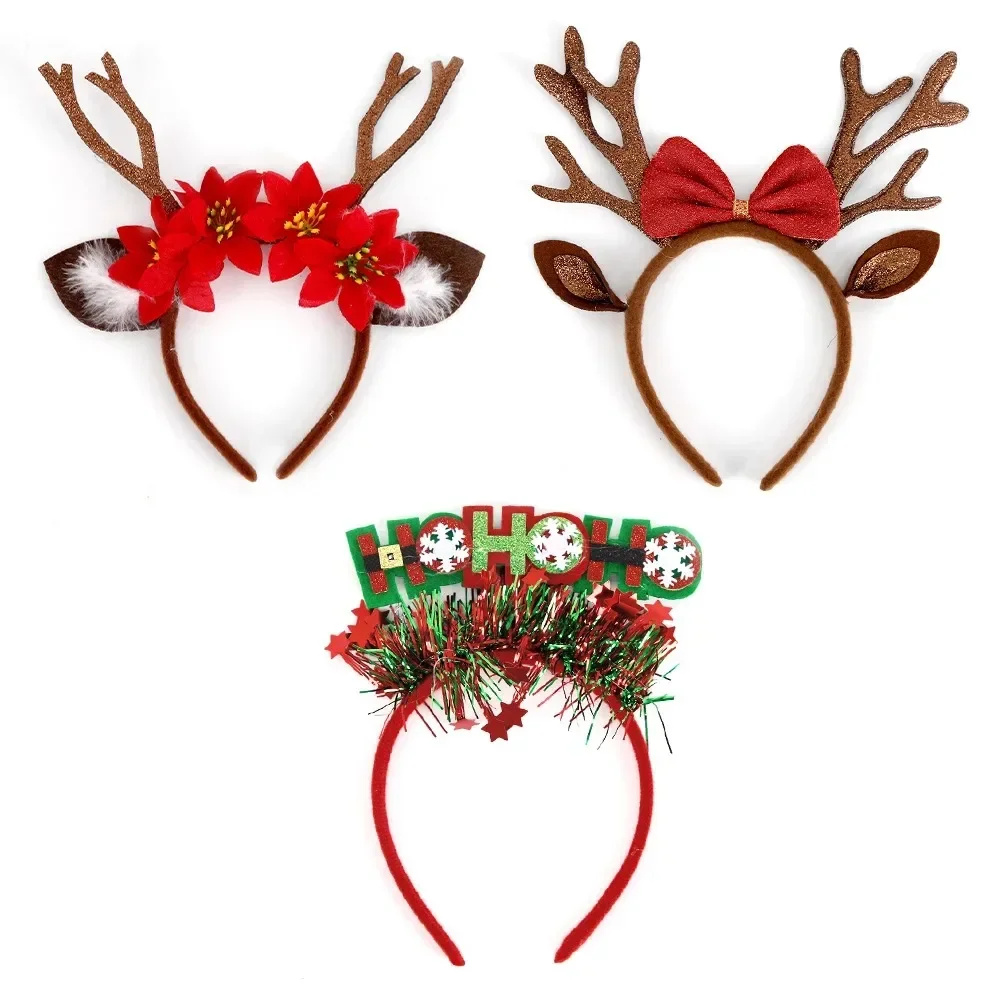 Christmas Headband Reindeer Antlers Horn Christms Tree Hair Band Headwear New Year Party Christmas Gift Headbands