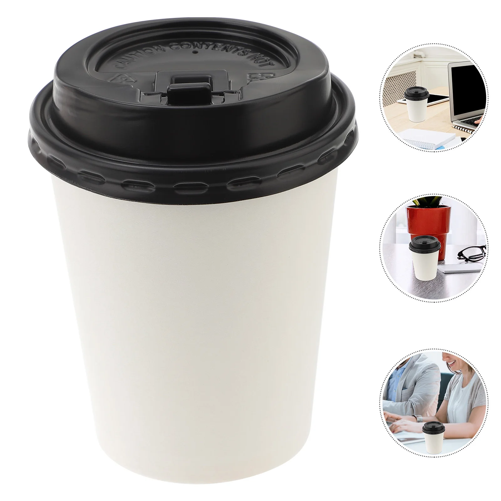 50pcs Disposable Coffee Cups With Lid