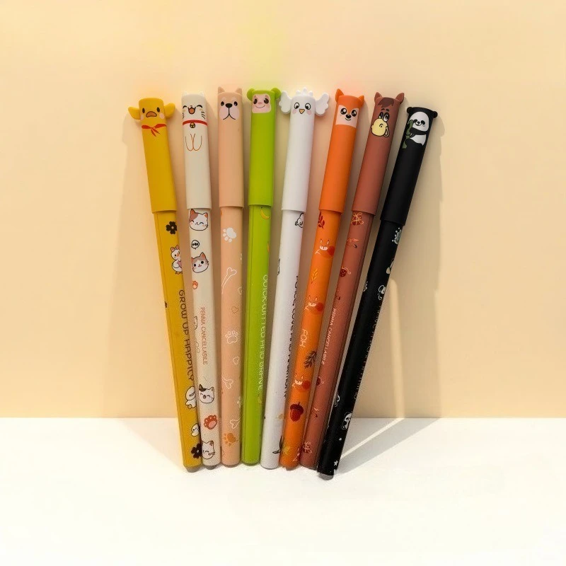 A Set of 8 Animal-Shaped Erasable Gel Pens, Featuring a 0.5Mm Fine Tip, They Are Perfect for Note-Taking And Writing, cute pens - 2