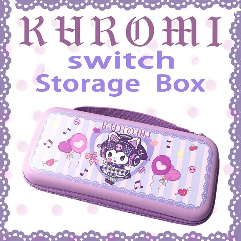 

Сумка для хранения переключателей Oled/ns Kawaii Sanrioed Kuromi, анимационные периферийные устройства, милые вместительные подарочные канцелярские принадлежности, коробка для девочек