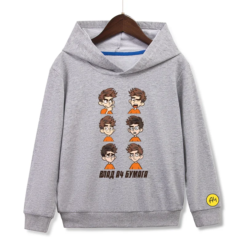 

Cartoon а4 мерч Autumn Children Hoodies Cotton Thin Влад a4 Бумага Boy Girl Clothing Casual Kids Baby Hooded sweatshirts Coat