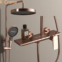 Rose Gold ก๊อกน้ําห้องน้ําร้อนเย็น Mixer อาบน้ําระบบอ่างอาบน้ํา Wall Mount รอบสปา Rainfall Luxury Shower TAP ชุด 1
