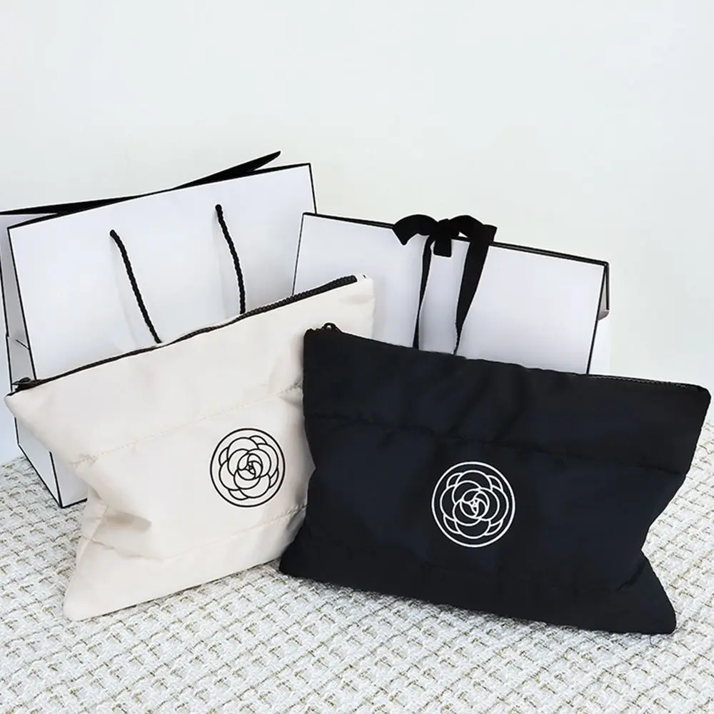 Portable Makeup Bag New Fashion Quilted Cotton Floral Cosmetic Storage Bag Large capacity Solid Color Travel Toiletry Bag 3