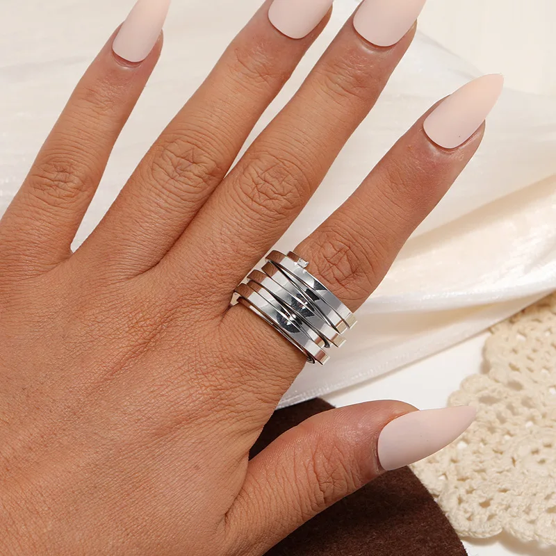 Women Girls Rings Jewelry Accessories Multi layer Wide Medium-Sized ring set gold color rings stainless steel ring tibetan silver rings signet ring finger watch ring finger ring gold color ring chain ring half face ring amethyst zirconia ring silver ring opening ring fidget spinner ring sparkling heart ring tungsten ring adjustable rings zircon crystal ring wedding rings moissanite diamond ring color change ring wedding ring ceramic ring animal ring