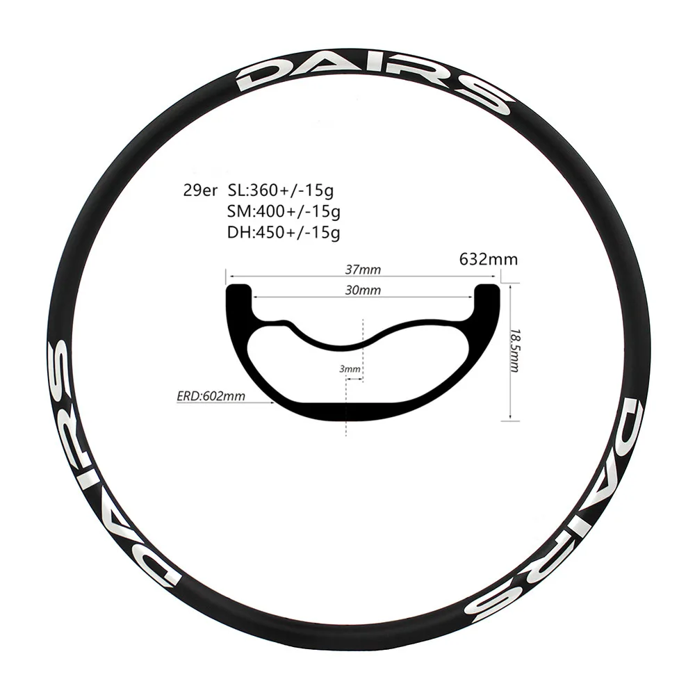 Graphene 29er carbon mtb rim mountai bikes rims 29er 37x18mm ERD 603mm
