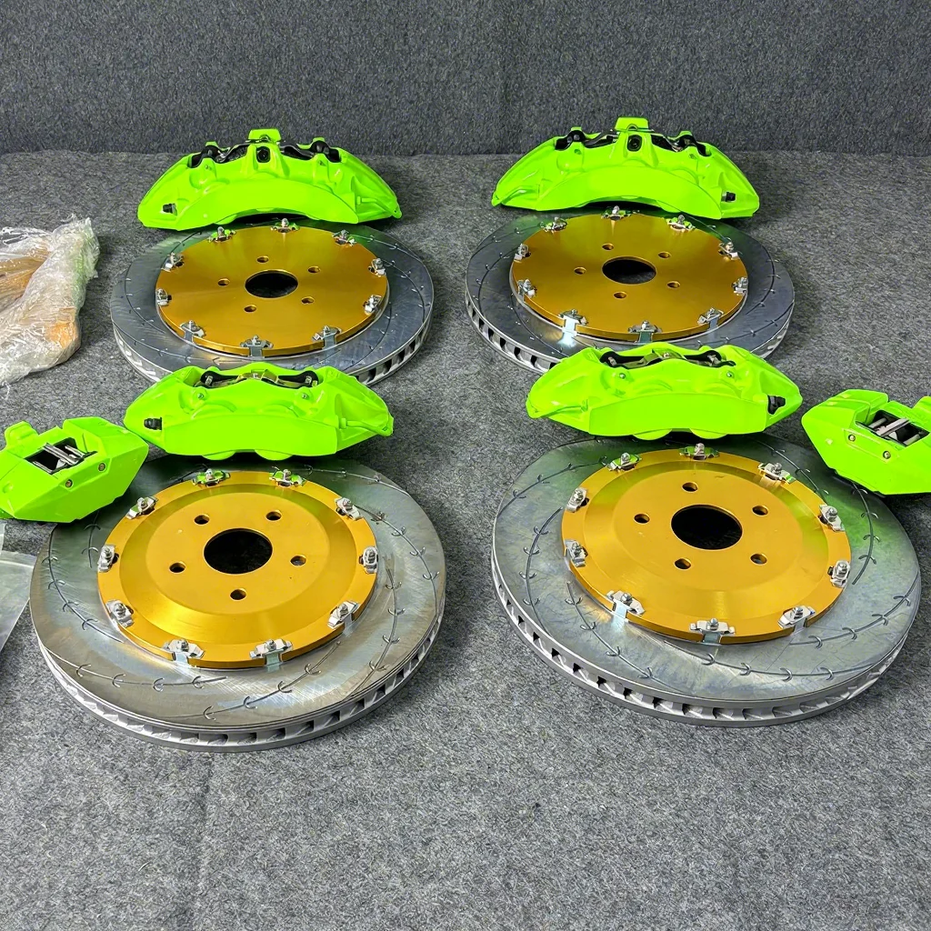 레이싱 V6 6피스톤 커스텀 도색 캘리퍼 브레이크 키트(380mm/405mm/355mm 슬롯 로터 세트 포함) 공장 직송 볼트 체결