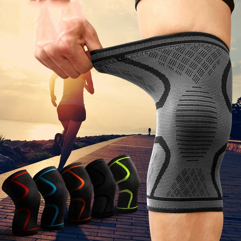 

1Pair Running Cycling Knee Support Bandage Braces for Basketball Knee Protector Elastic Nylon Sport Compression Knee Pad Sleeve