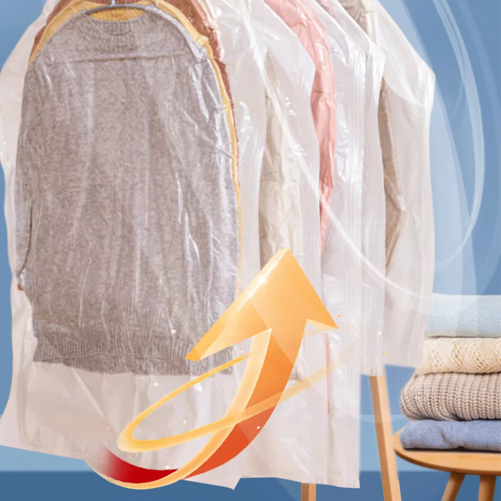 1-5 PCS Hanging Vacuum Clothes Storage Bag Winter down Jacket Windbreaker Dustproof Compression Bag Closet Organizer Storage Bag 3
