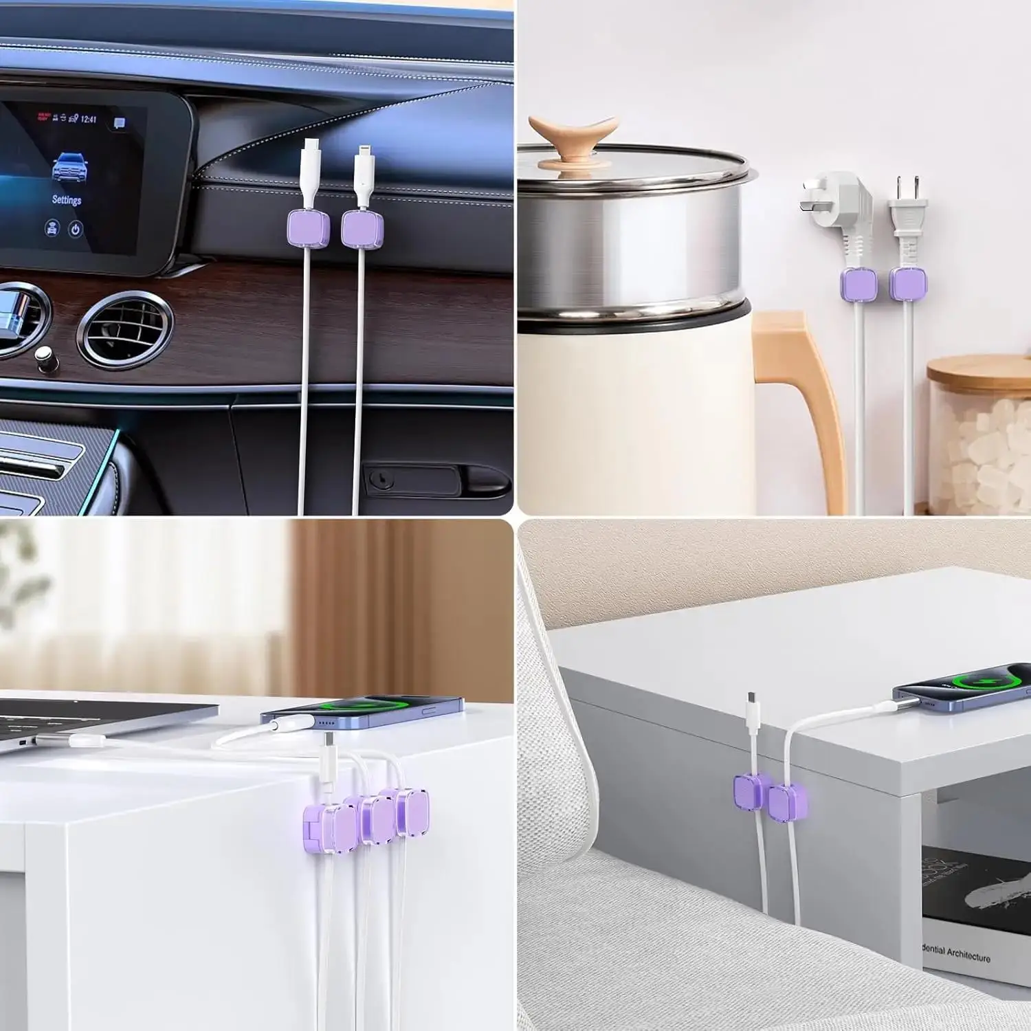Magnetic Cable Organizer Clips Adjustable Cord Holder