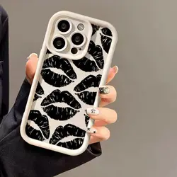 Matte Black Kiss Lips Paint Phone Case for Reno 13F (4G 5G) (2)