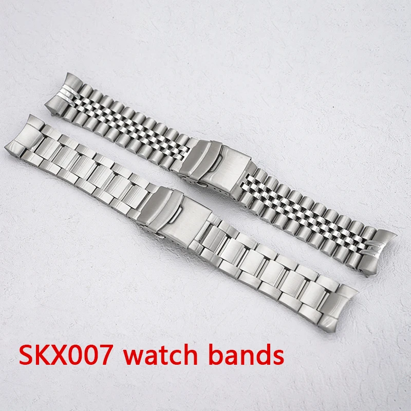 SKX007 SRPE Watch Bracelet Folding Clasp Solid Curved End Compatible with SKX007 Case 22mm Stainless Steel Bracelet Spares