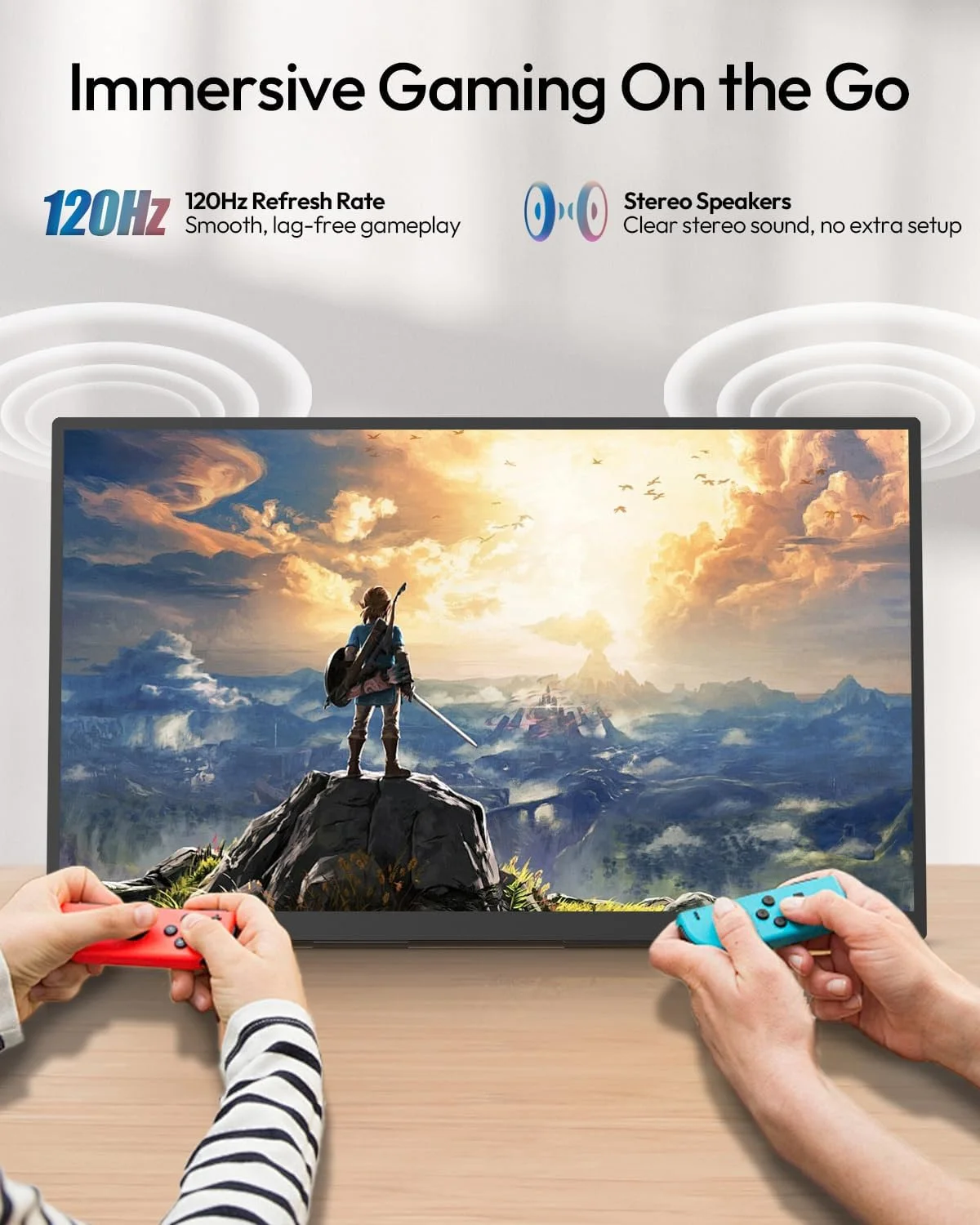 23.8인치 120HZ 게이밍 휴대용 모니터 1920*1080P FHD IPS 16:9 350nits Type-C 미니HDMI 노트북, 휴대폰, TV, PS4/5, Xbox, Mac, Steam용
