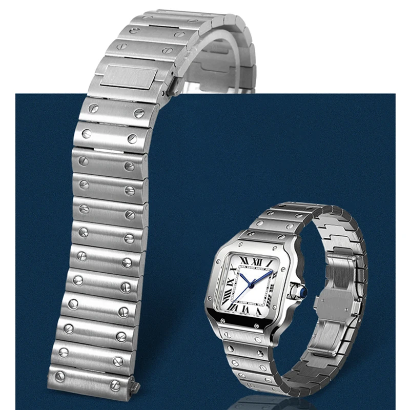 

Watch Band For Cartier Santos WSSA0010 WSSA0009 Strap with quick release Solid stainless steel bracelet men's wristband 21mm