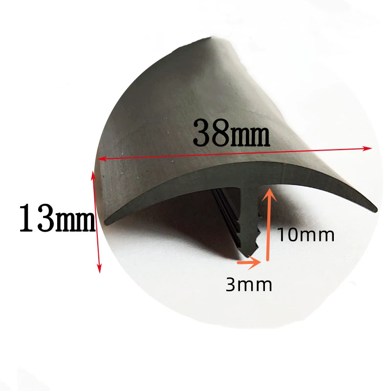 Gomma T Strip Vetro Metallo Legno Pannello Bordo Encloser Scudo Copertura Del Cavo Dell'Auto Sigillatura Solare Fotovoltaica 38X13Mm Nero