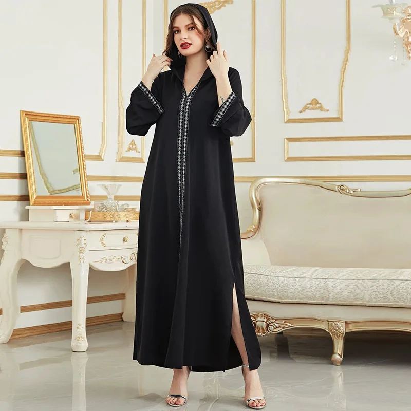 

Eid Mubarak Djellaba Hooded Abaya Muslim Women Dress Morocco Kaftan Ramadan Islamic Clothing Arabic Robe Turkish Jalabiya Gown