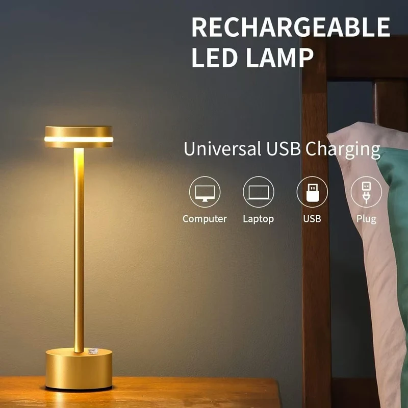 American I-Shaped Desk Lamp Bedside Bar Bedroom USB Charging Decorative Desk Lamp Touch Atmosphere Portable Night Light