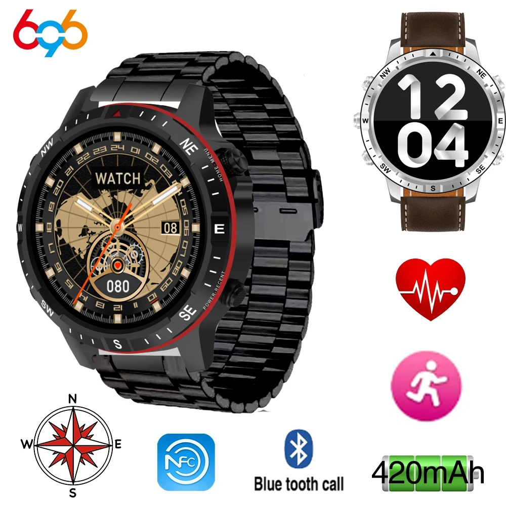 

Outdoor Sports Men 1.62" Smart Watch Compass Map NFC Voice Assistant Blue Tooth Call Watches Waterproof Heart Rate Smartwatch