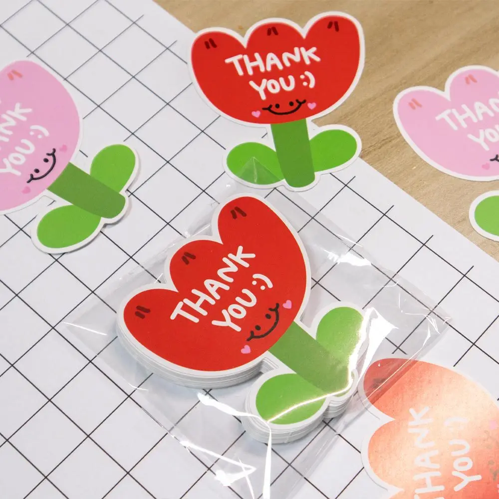 Thank You Cards 30pcs Flower Shaped Pink Thank You For The Copperplate Paper Gift Packaging Card Holiday Wedding Decoration Card thank you cards
