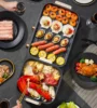 Hot Pot with Grill,Indoor Hot Pot 2 in 1 Multi-function Smokeless Shabu-Shabu Hotpot Korean BBQ Grill for Simmer,Separate Dual T 6