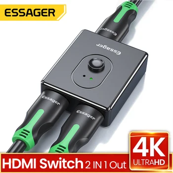 Essager-HD 호환 분배기 HD4K 1x 2/2x1 스위치 커넥터, 2 인 1 출력 변환기 PS4 Xbox TV 박스용 HD 호환 스위처