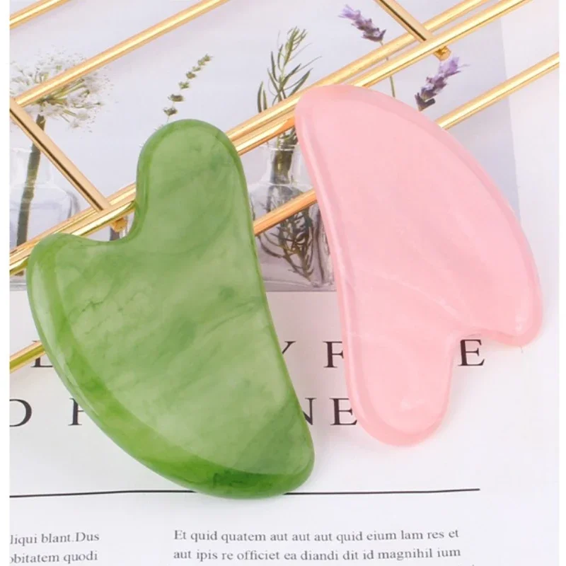 Natural Jade Stone Gua Sha Massage Board Rose Quartz Guasha Plate Jade Face Massager Scrapers Tools Face Neck Back Body