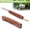 Grafting Tools Foldable Pruning Knife Professional Garden Grafting Cutter Stainless Steel Wooden Handle Grafting Knife 3