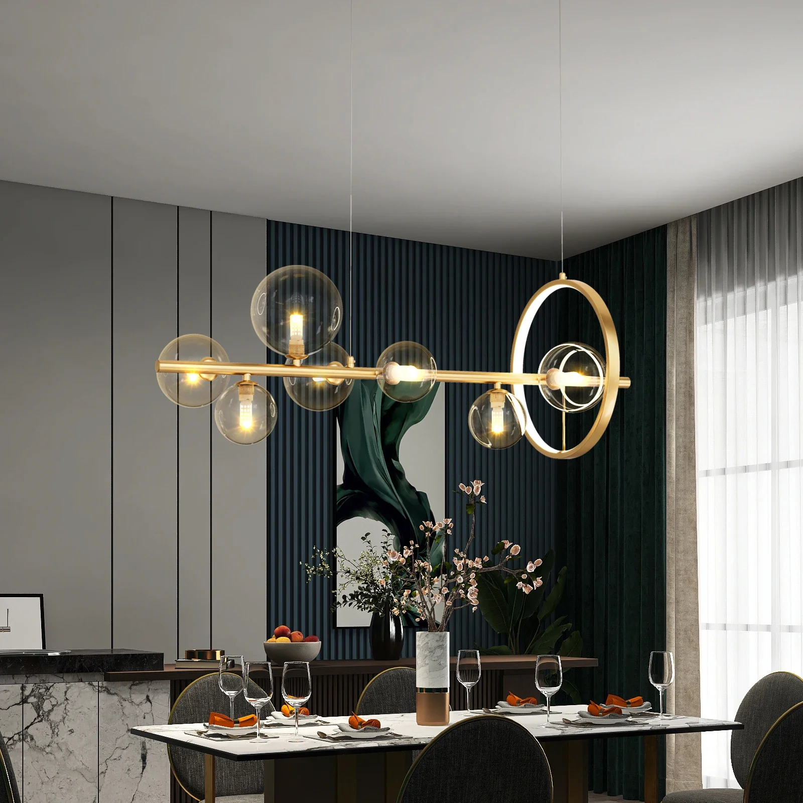 Nordic Glass Bubble Led Chandelier For Dining Room Kitchen Table New Design Bubble Ball Led Pendant Lights Black led chandelier,ceiling chandelier,art lighting fixtures