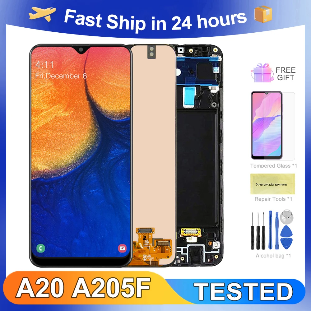 ЖК-дисплей 6,4 'для Samsung A205F A205G A205W A205U A205S, дисплей с сенсорным экраном и дигитайзером в сборе, замена