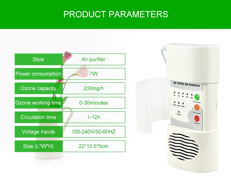Description Picture 3 of itemATWFS Ozone Generator Air Purifier Home Air Cleaner Deodorizer Sterilization Germicidal Electric Portable Oxygen Concentrator