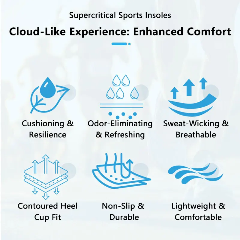 Soletta Sportiva Ammortizzante Anti-Odore Traspirante Assorbi-Sudore Comoda Morbida Resiliente per Scarpe Sportive - immagine 6