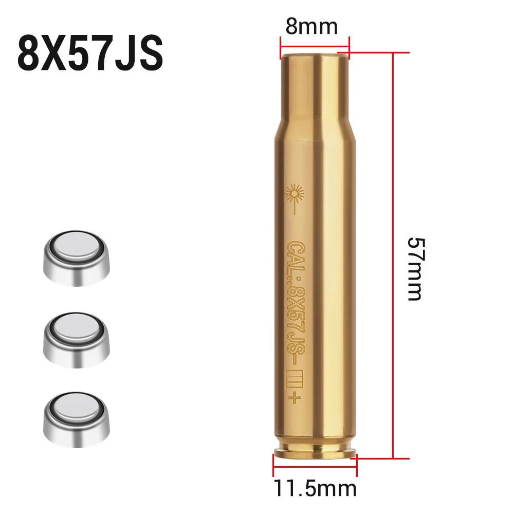 Tactical Red Laser Bore Sighter Training Bullet Brass Boresighter Caliber 12GA .223 .303 300WIN 6.5x55 7mm 8mm 9.3x62 Snap Caps