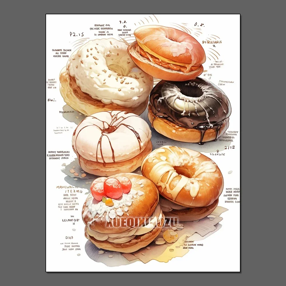 thumbnail image 1 of Pintura de diamantes con forma de pan y comida, decoración de cocina y restaurante, bricolaje, figura de postre con diamantes de imitación, conjunto de punto de cruz, regalo, 1 of 5
