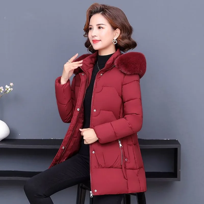 Middle Aged Elderly Women Cotton Jacket Loose Oversize Thickened Padded Coat Mother Outfit Winter Coat Down Quilted Overcoat
