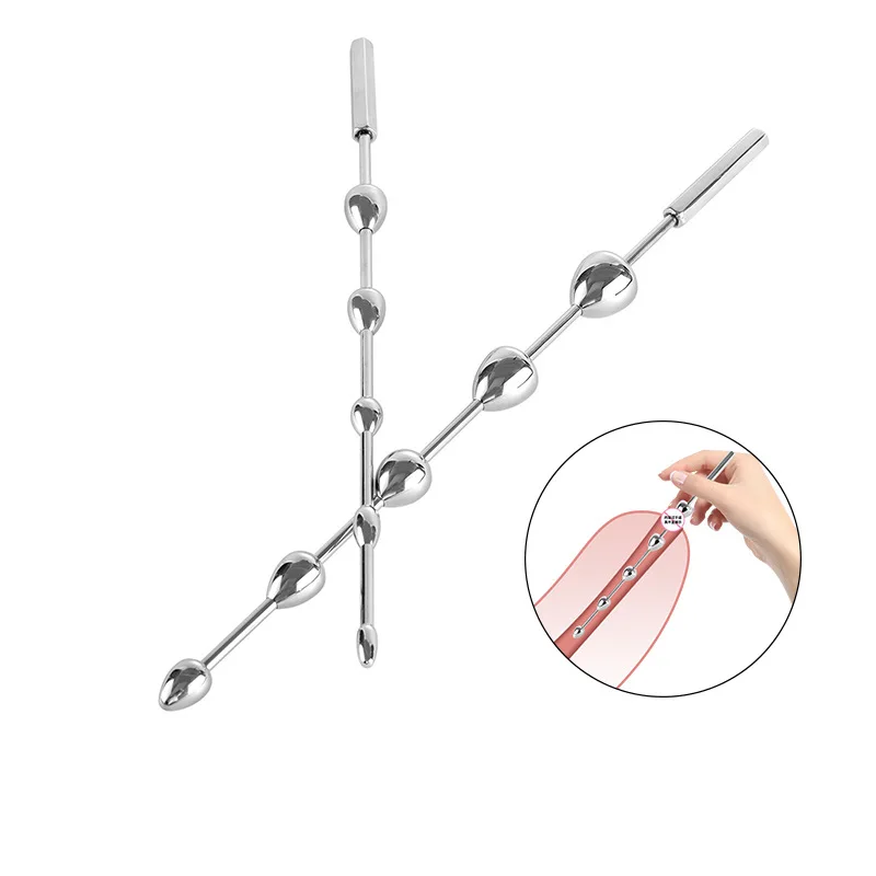 Stainless Steel Horse Eye Stick Scimitar Beads Urethral Toys Masterbator For Men Penis Plug Sounding Rod Mens Sex Toys Catheter