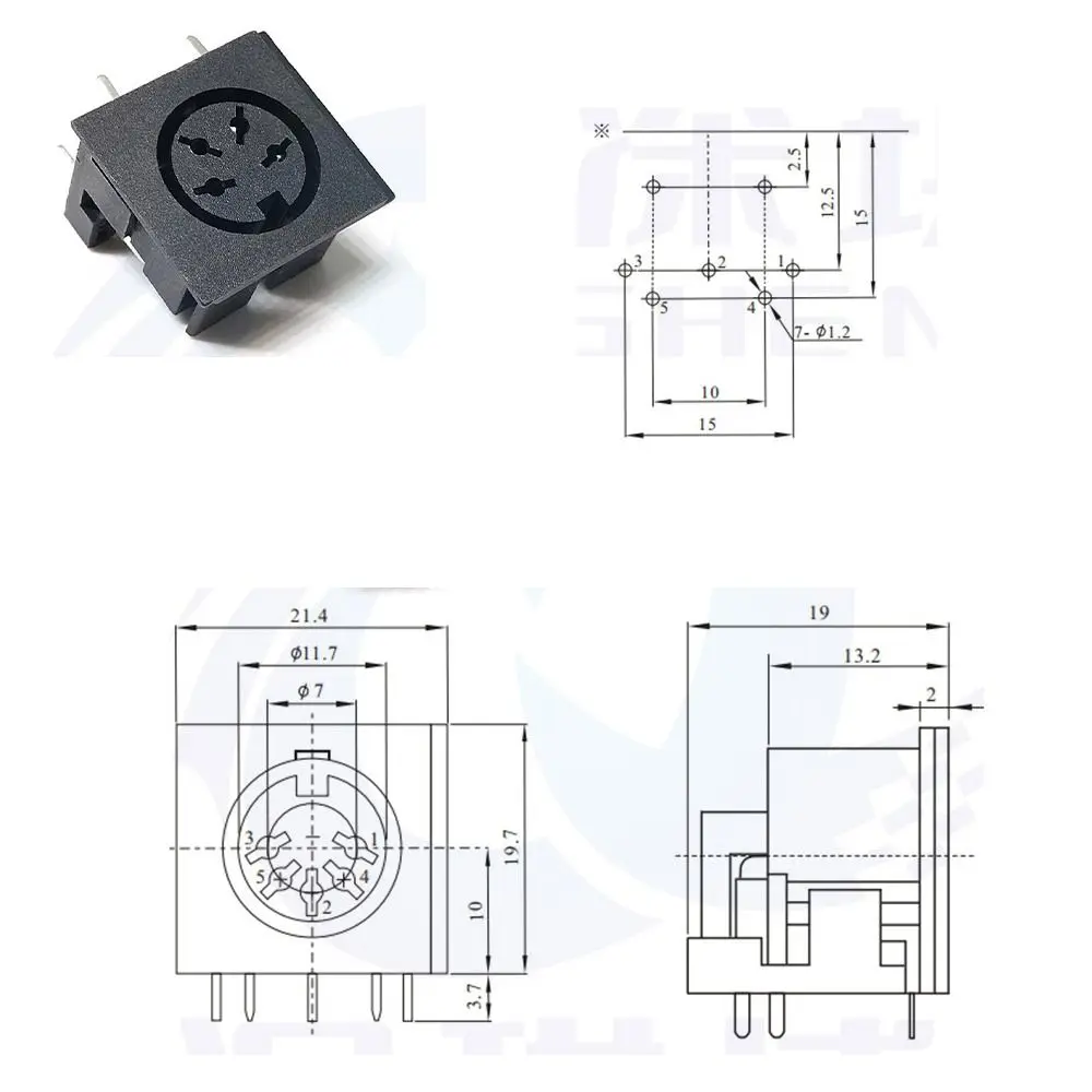 DIN Female Socket Connector Copper Engineering Plastics