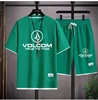 2024 VOLCOM New Man Tracksuits 2 Piece Short Sleeve Suits Printing T-shirt +Sweatpants Sets Sutdent Casual Summer Sport Clothes 5