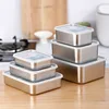 304 Stainless Steel Food Storage Tray with Cover Refrigerator Rectangle Crisper Container Thick Durable Trays Kitchen Organizer 1