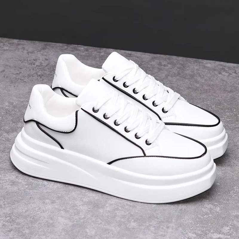 Zapatillas de deporte versátiles para parejas, zapatos de cuero