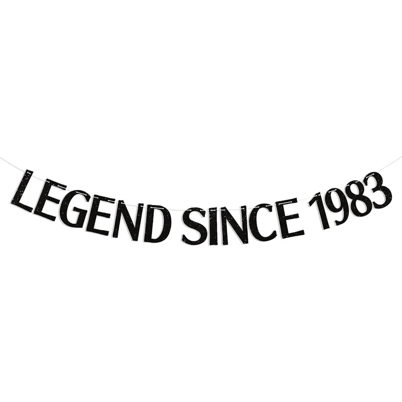 

Black Glitter Legend Since 1983 banner, Happy 40th birthday party decoration