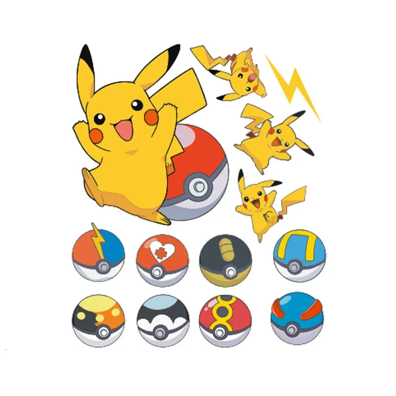 Pokémon Pikachu PVC Adesivos de Parede, Figura Anime, Decoração de Parede,  Papel de Parede para Crianças