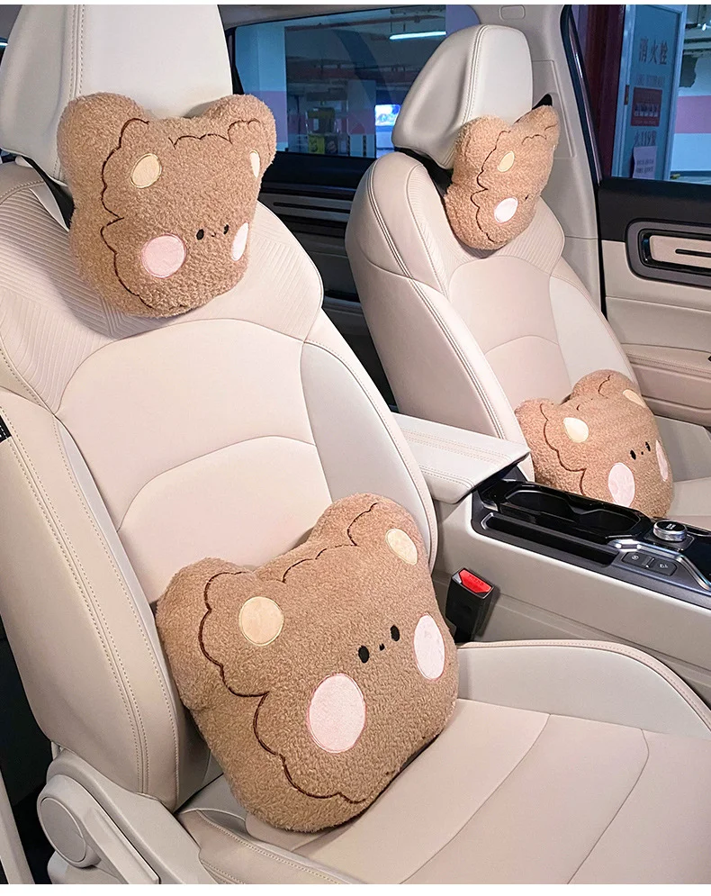 Cartoon Car Headrest Neck Rest Cushion Shoulder Strap Cute Bear Pig Car Seat  Spine Cervical Pillow Waist Pillow Car Seat Cushion - Neck Pillow -  AliExpress