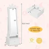 Kids Jewelry Armoire Cabinet, 2-Angle Tilting Wooden Standing Jewelry Organizer with Full-length Mirror and Storage Drawers 6