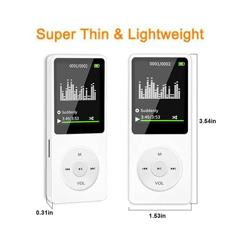 Mini Walkman MP3 Player 1.8inch Multi-language Bluetooth 5.0 Student Music MP3 MP4 Player USB 2.0 3.5mm Jack For Windows K3S3