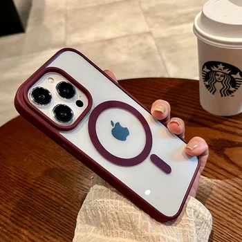 جراب ماج سيف الشفاف لأجهزة آيفون مع غطاء شحن لاسلكي مغناطيسي 14