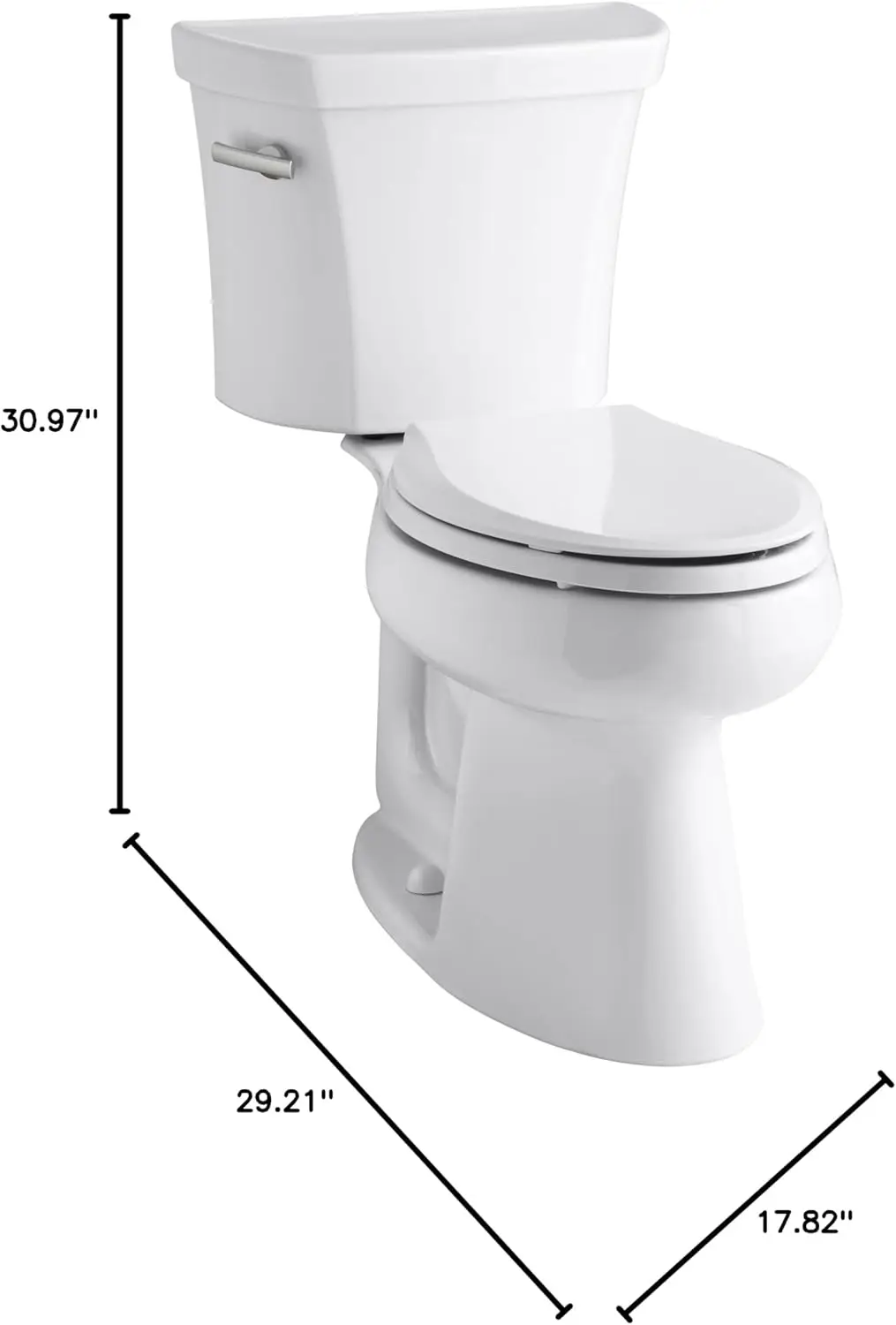 Comfort Height Two-piece Elongated1.28 Gpf Toilet with Class Five Flushing Technology And Left-hand Trip Lever Seat Not Included 6