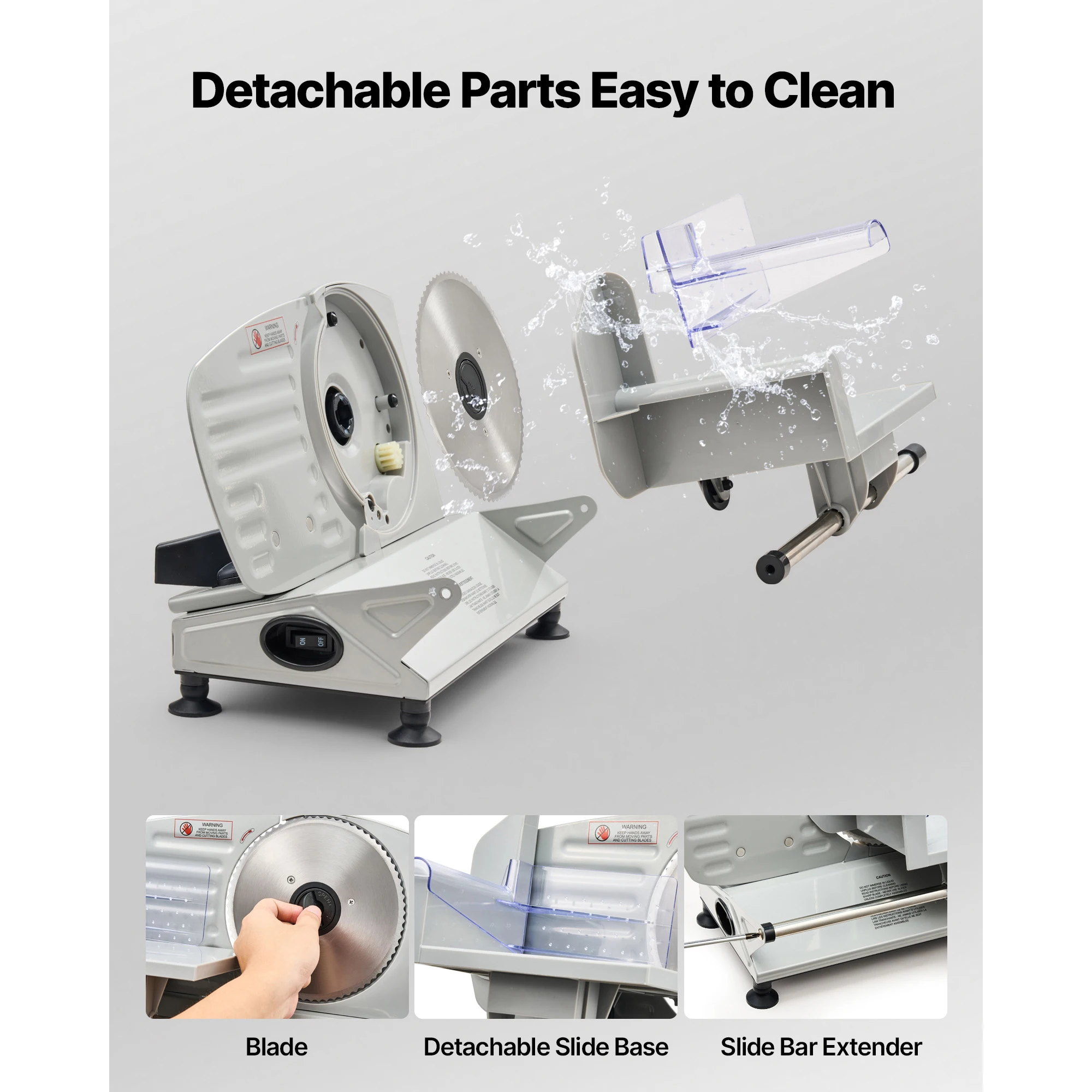 SucceBuy 6.7-8.7inch Meat Slicer Electric Deli Slicer Machine with two SUS420 Blades Food-Slicer for Meat Ham Baguett, Steak 5