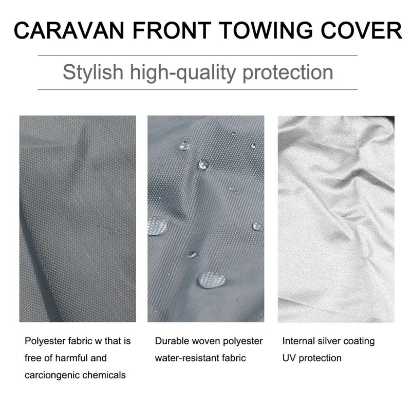 1Set Universal Caravan Front Towing Cover Protector + 2 LED Light Guard Shield Grey RV Parts & Accessories